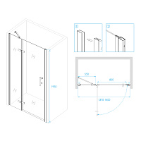 Душевая дверь RGW PA-07B L Прозрачное 1400