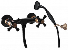 MK380.5/2CMATSM MORAVA RETRO - смеситель для душа, лейка, подвижный держ, ЦВЕТ ЧЕРНЫЙ МАТОВЫЙ/БРОНЗА RAV Slezak