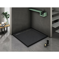 WeltWasser WW TRS  90 STONE-BL Черный. Размер 900х900х30 мм Душевой поддон+СИФОН (2 кор.)