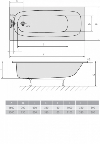 Акриловая ванна ALPEN Laura 160 фото 2