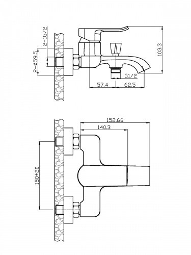 Смеситель для ванны/душа Agger Happy A0410000 фото 2