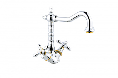 Смеситель для кухонной мойки Timo Ritz (0143FK chrome+gold) фото 2