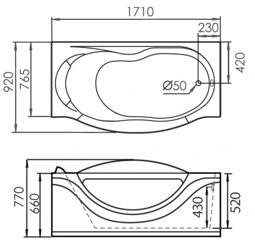 Акриловая ванна Gemy G9072 O R фото 5