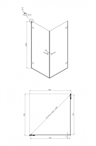 Душевое ограждение Ambassador Abner 10011106 (1000x1000x2000), 1 место фото 10