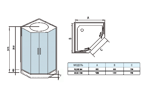 Душевая кабина WeltWasser NESSE 1004 1000х1000х2170 мм фото 11