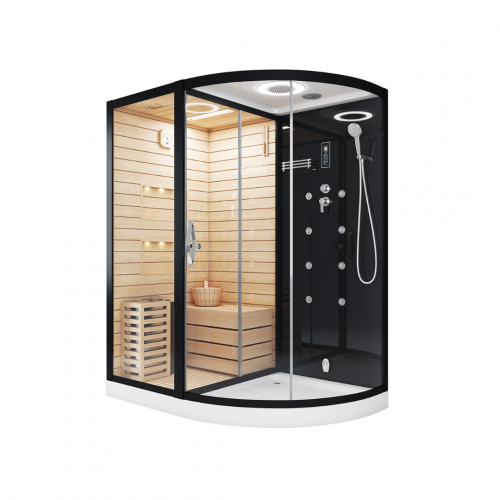 Комбинированная сауна 2в1 Ceruttispa LUGANO Nero-L Black 1800x1100x2230 фото 4