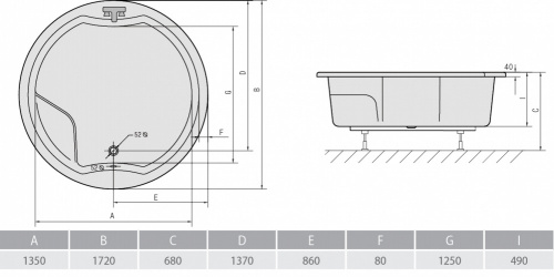 Акриловая ванна ALPEN Royal Round 172 фото 3