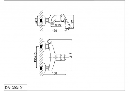 Смеситель для душа D&K Rhein Marx (DA1393101) фото 2