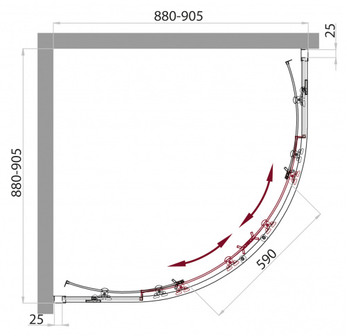 Душевой уголок BelBagno SELA-R-2-90-P-Cr фото 3
