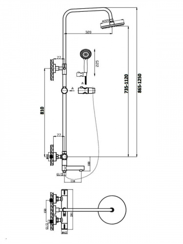Душевая система Agger Thermo A2461100 термостат с изливом, хром фото 8