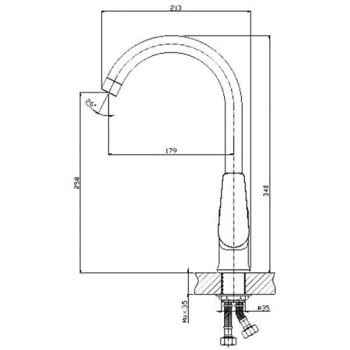 Смеситель для кухонной мойки Rossinka S (S35-24) фото 2