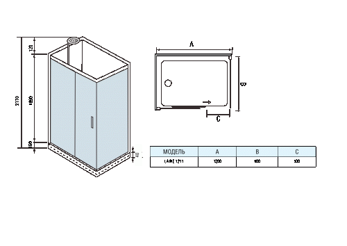 Душевые кабины WeltWasser LAINE 1211 1200х900х2170 мм фото 9