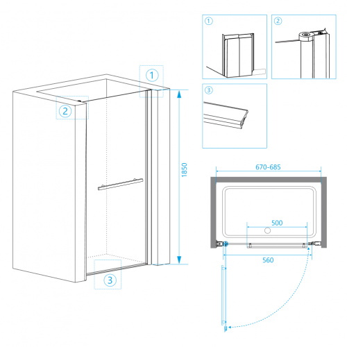 Душевая дверь RGW PA-03 Шиншилла 700 фото 2