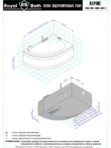 Гидромассажная ванна Royal Bath  ALPINE DE LUXE 150x100x58R фото 2