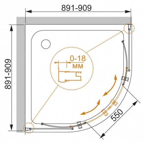Душевой уголок CEZARES PRATICO-R-2-90-C-Cr фото 2