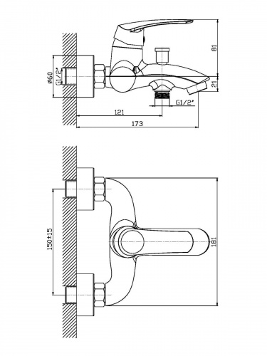 Смеситель для ванны/душа Orange Alfi M18-100cr фото 3