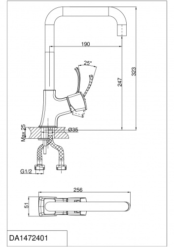 Смеситель для кухни D&K Rhein Bach (DA1472401) фото 2