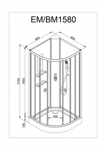 Душевая кабина AvaCan EM 1580 N с гидромассажем фото 21