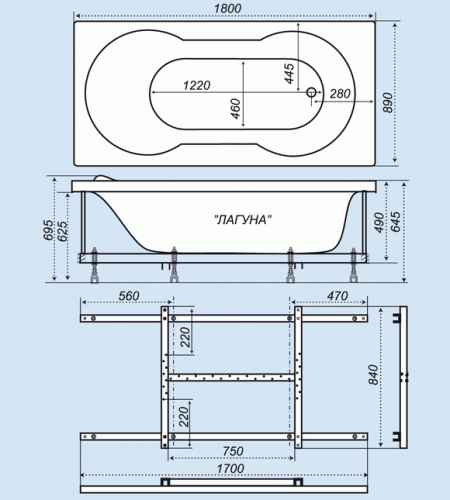 Акриловая ванна Тритон Лагуна (180х89) фото 3