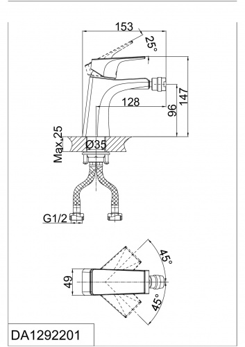 Смеситель для биде D&K Rhein Hertz (DA1292201) фото 2