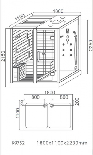 Комбинированная сауна 2в1 Ceruttispa ALBANO Nero-L Black 1800x1100x2230 фото 8