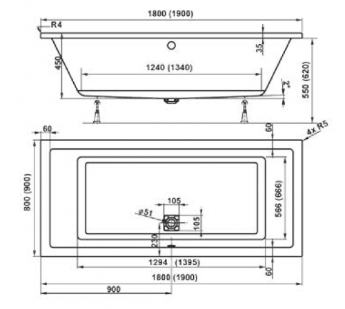 Акриловая ванна VAGNERPLAST VERONELA 1800х800х450 см. фото 3
