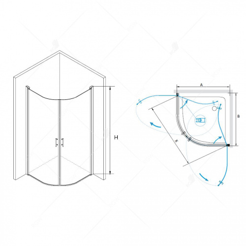 Душевой уголок RGW LE-53 Прозрачное 900x900