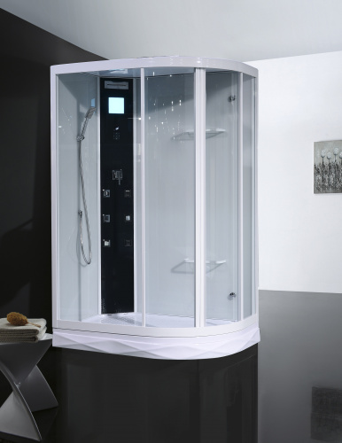 Душевая кабина Orans SR-86155 AL 130x90 с гидромассажем профиль Белый задние стенки Белые