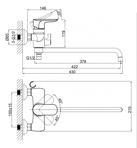 Смеситель для ванны D&K Venice Baciano (DA1033301) фото 5