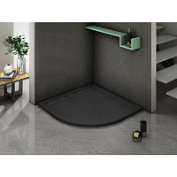 WeltWasser WW TRR  90 STONE-BL Черный. Размер 900х900х30 мм Душевой поддон+СИФОН (2 кор.)