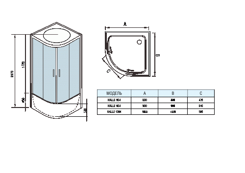 Душевые кабины WeltWasser HALLE 1004 1000х1000х2170 мм фото 14
