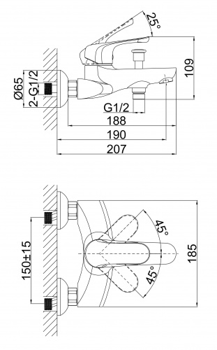 Смеситель для ванны D&K  Bayern-Wurzburg (DA1113201) фото 2