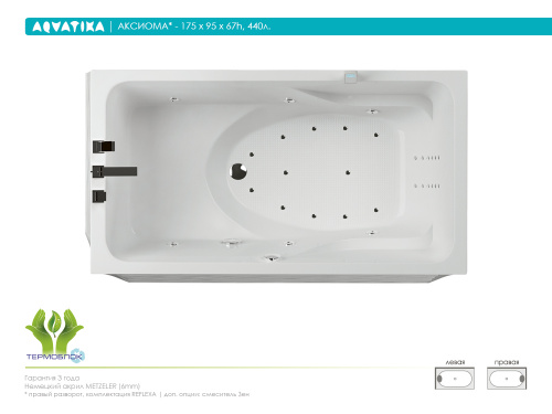 Акриловая ванна AQVATIKA Аксиома 175x95х67 фото 3
