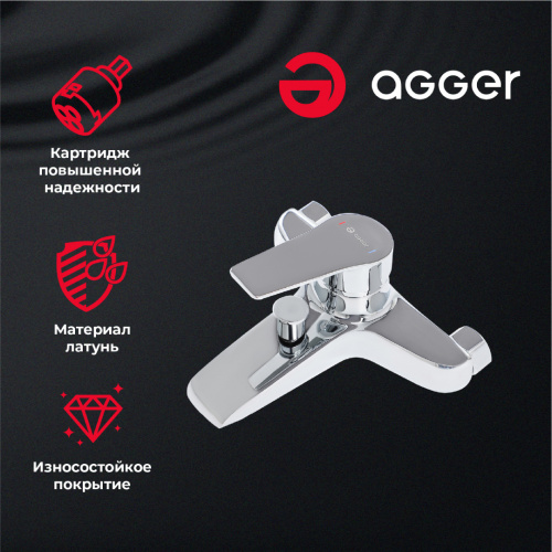 Душевая система Agger Right A2994000 смеситель с изливом, хром фото 11