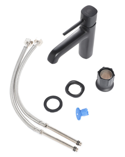 Смеситель для раковины Orange Karl M05-021b черный фото 7