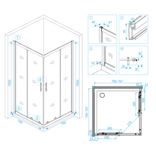 Душевой уголок RGW HO-31 Прозрачное 800x800