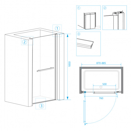 Душевая дверь RGW PA-03 Шиншилла 900 фото 2