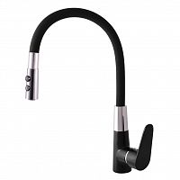 AM719.5/12CMATC AMUR - смеситель кухонный, лейка на 2 реж. (кнопоч. переключ.), ЧЕРНЫЙ МАТОВЫЙ/ХРОМ RAV Slezak