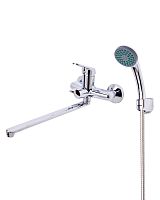 OneLife P11-218cr полимерный смеситель для ванны/душа с длинным изливом с душевым набором, хром