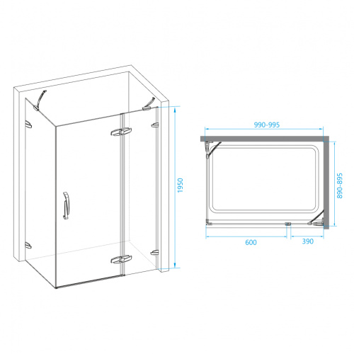 Душевой уголок RGW SA-41 Прозрачное 900x1000 фото 7