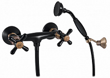 MK180.5/2CMATSM MORAVA RETRO - смеситель классический для душа, лейка, ЦВЕТ ЧЕРНЫЙ МАТОВЫЙ/БРОНЗА RAV Slezak