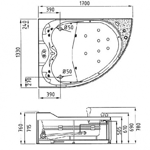 Акриловая ванна Gemy G9086 K L фото 7
