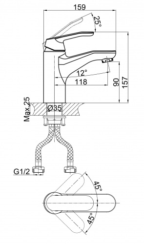 Смеситель для раковины D&K Venice Rialto (DA1062101) фото 2