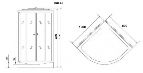Душевая кабина Niagara. NG-3513-14R (1200х800х2150) низкий поддон(13см) стекло ТОНИРОВАННОЕ 3 места фото 2