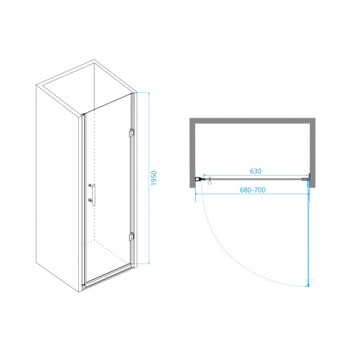 Душевая дверь RGW PA-06B Прозрачное 700 фото 2