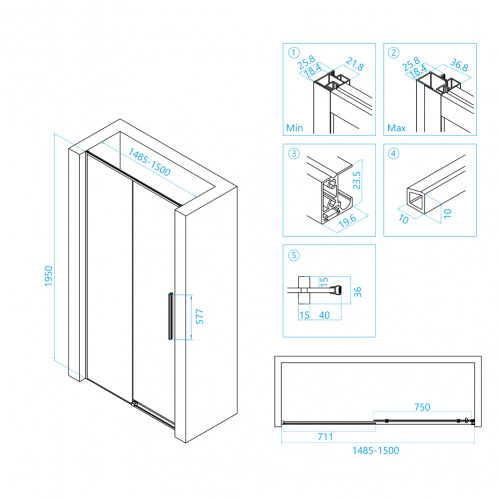 Душевая дверь RGW SV-12 Прозрачное 1500 фото 3
