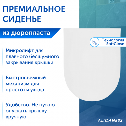 Унитаз подвесной Alicaness Juse P1015 безободковый,сиденье микролифт фото 4