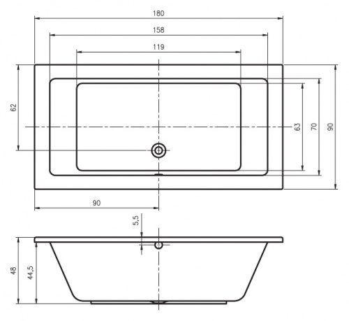 Ванна акриловая Lusso 180х90  фото 2