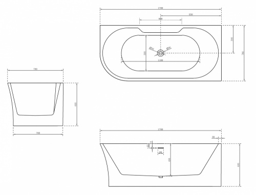 Акриловая ванна ABBER AB9335-1.7 R фото 6