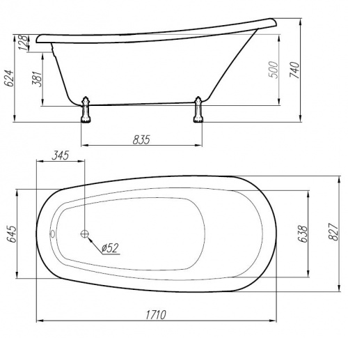 Ванна из искуственного мрамора Фэма Стиль Салерно 168х65 фото 3